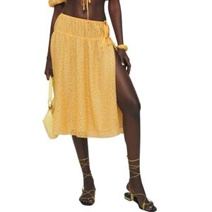 Reformation Valeria Sunflower Yellow Skirt Tie Side Slit Size 2